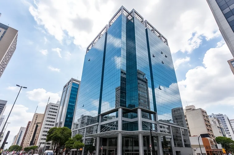 Edifício comercial de vidro concluído